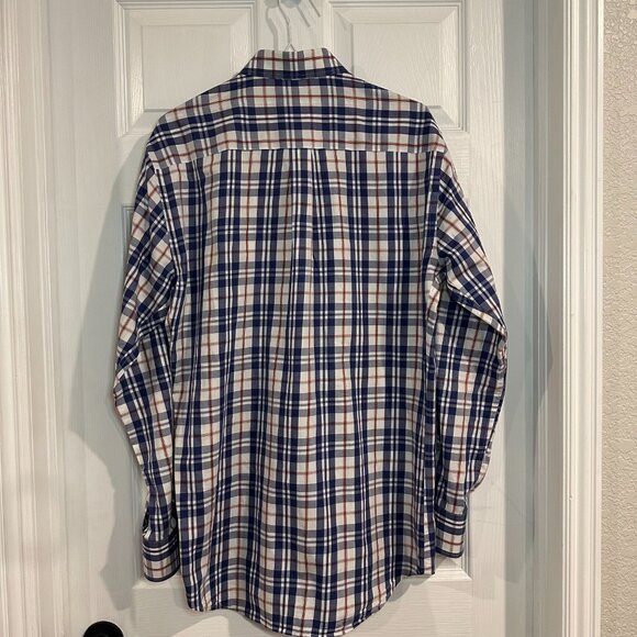 Peter Millar Shirt Mens Medium Blue Orange Check Plaid Button Down Colorful - Picture 2 of 4